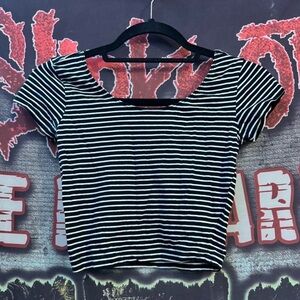 Garage Clothing Black And White Striped Top